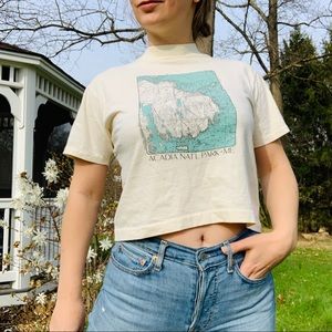 Vintage Acadia National Park ME Aged Vintage Map Crop Ivory Top